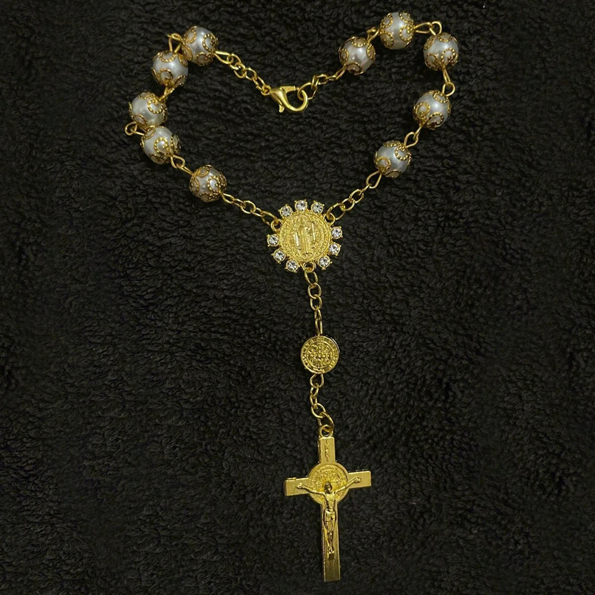 Cross pendant rosary necklace - religious style, stylish accessory for everyday decor alternate view