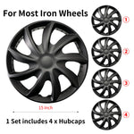 Sports Caps Rim 15inch Hub Cover for Iron Rim Wheel Cover Set of 4 Steel Replacement Plastic Hubcap for R15 Tire Car Accessories