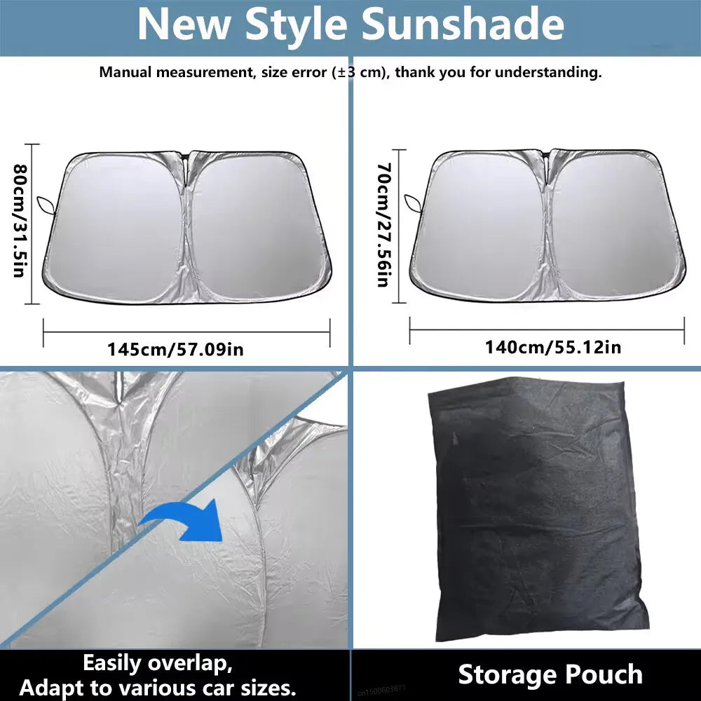 Windshield Sun Shade for Car Front Window | Anti UV Folding Sunshade Protector additional angle