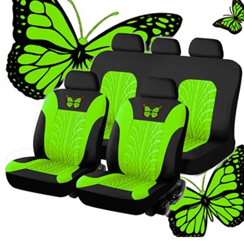 Car Seat Cover Full Set, Universal Butterfly Pattern Embroidery Auto Seat Set lifestyle view