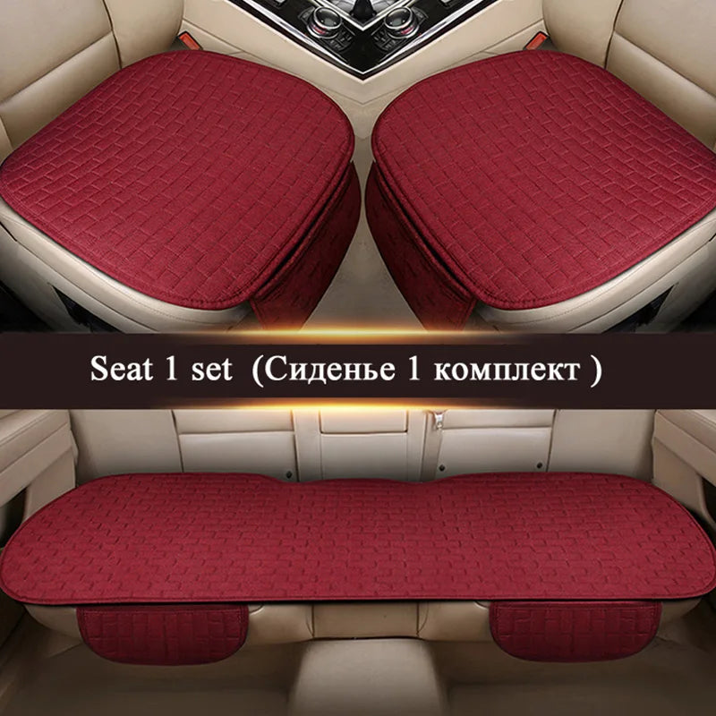 Flax Car Seat Cushion Pad Thick Fiber Filled Seat Cover additional angle