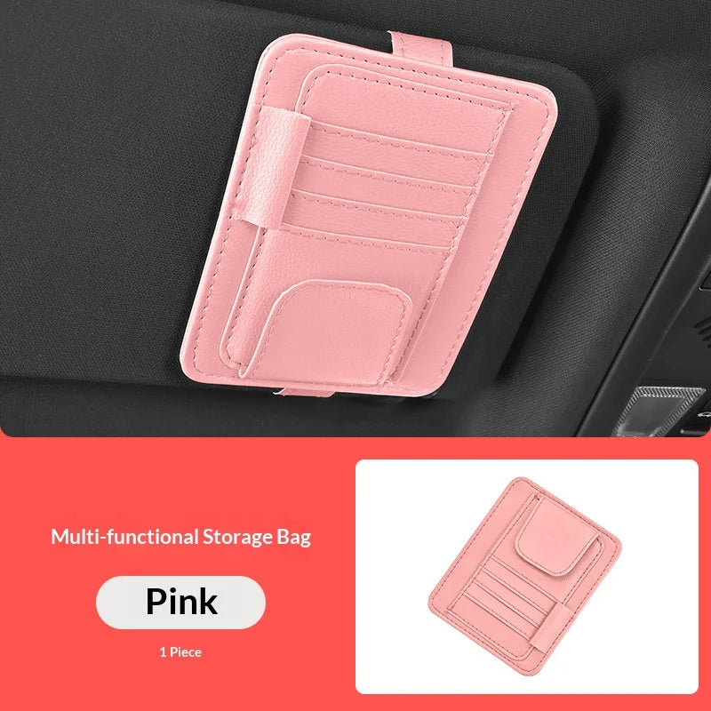 Car Sun Visor Organizer Storage Bag | Sunglasses Card Ticket Clip