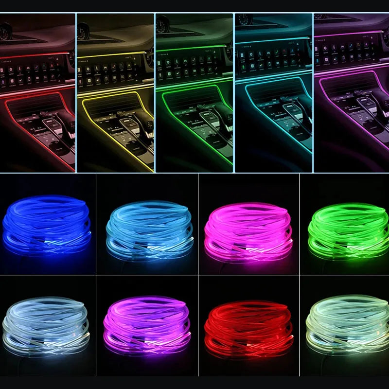 2/3/4/5M RGB Car Interior Ambient LED Light Strip Invisible USB Fiber Optic Atmospher alternate view