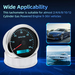 85MM Digital Tachometer 3000-8000 RPM | 7-Color Backlight LCD for Boat Car Marine RV close-up view