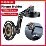 15W Magnetic Car Phone Holder Mount Wireless Charger Rotation Magnetic Car Phone Stand Fast Charging