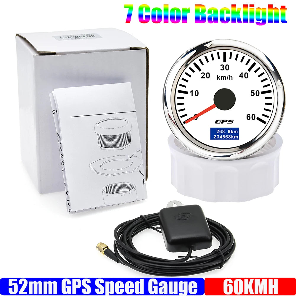 GPS Speedometer Gauge 52mm | 7 Color Backlight GPS Meter for Car Marine Boat 12V 24V lifestyle view