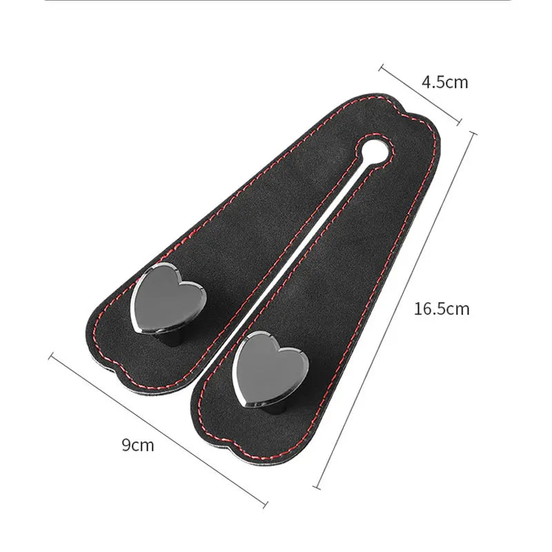 Heart Shape Metal Car Headrest Hooks 2 in 1 Leather Hanger lifestyle view
