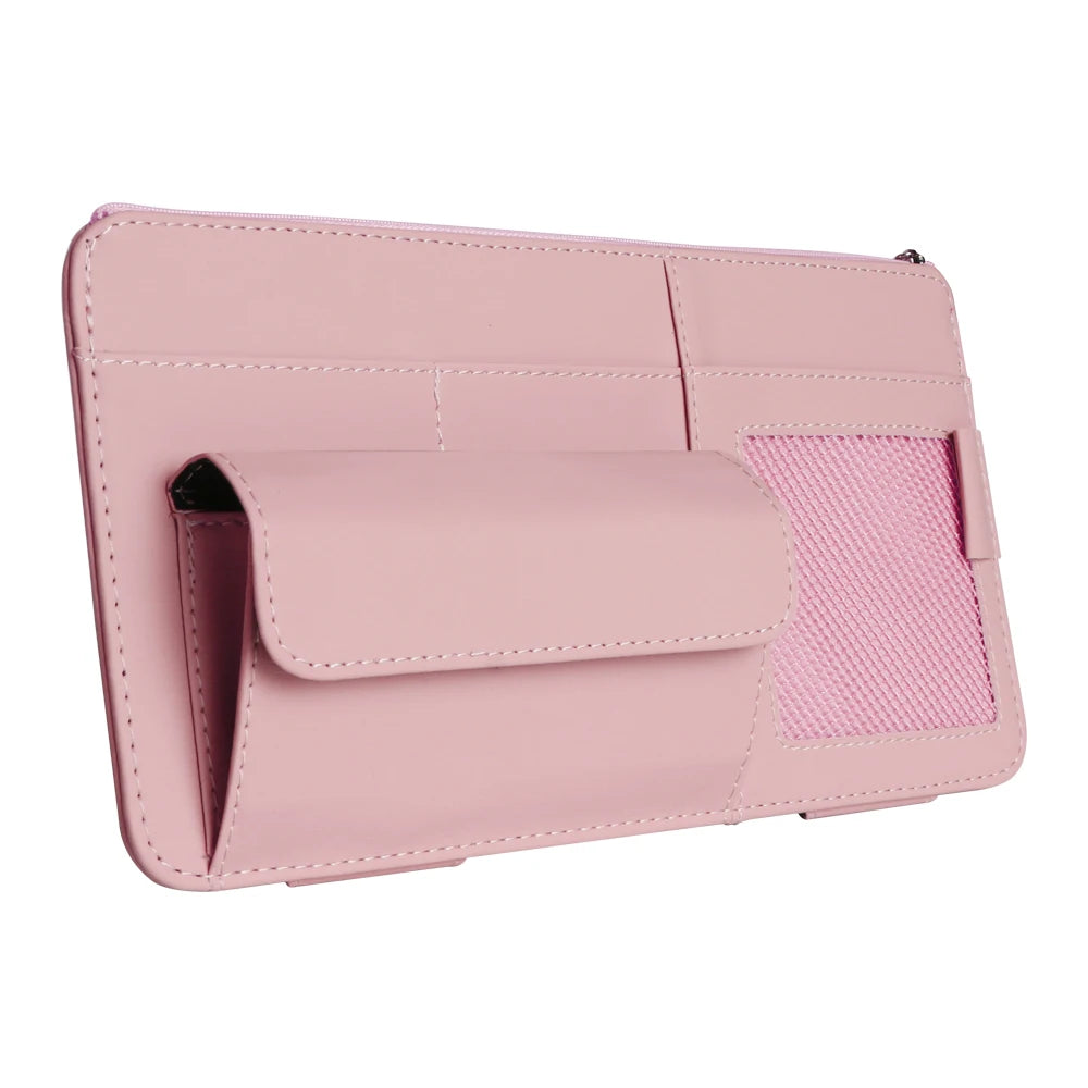 Car Sun Visor Organizer with Glasses Holder, Card & Pen Pockets