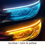 2pcs Car Led DRL Light Strip Daytime Running Lamp Dynamic Scan Flexible Waterproof Headlight Turn Signal Lights 12V Universal