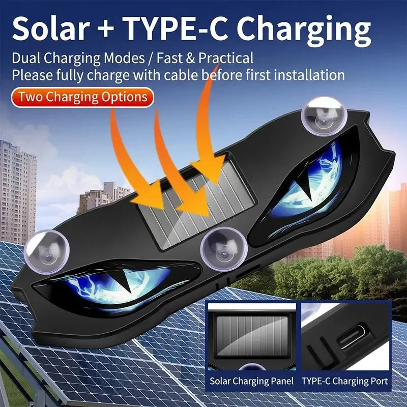 Solar Powered Car Neon Light Wireless Cool DEMON EYE Led Ambient Light Suction Cup US lifestyle view