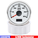 2" 52mm Tachometer Gauge | Red Backlight RPM Meter for Car Boat Marine 12V 24V close-up view