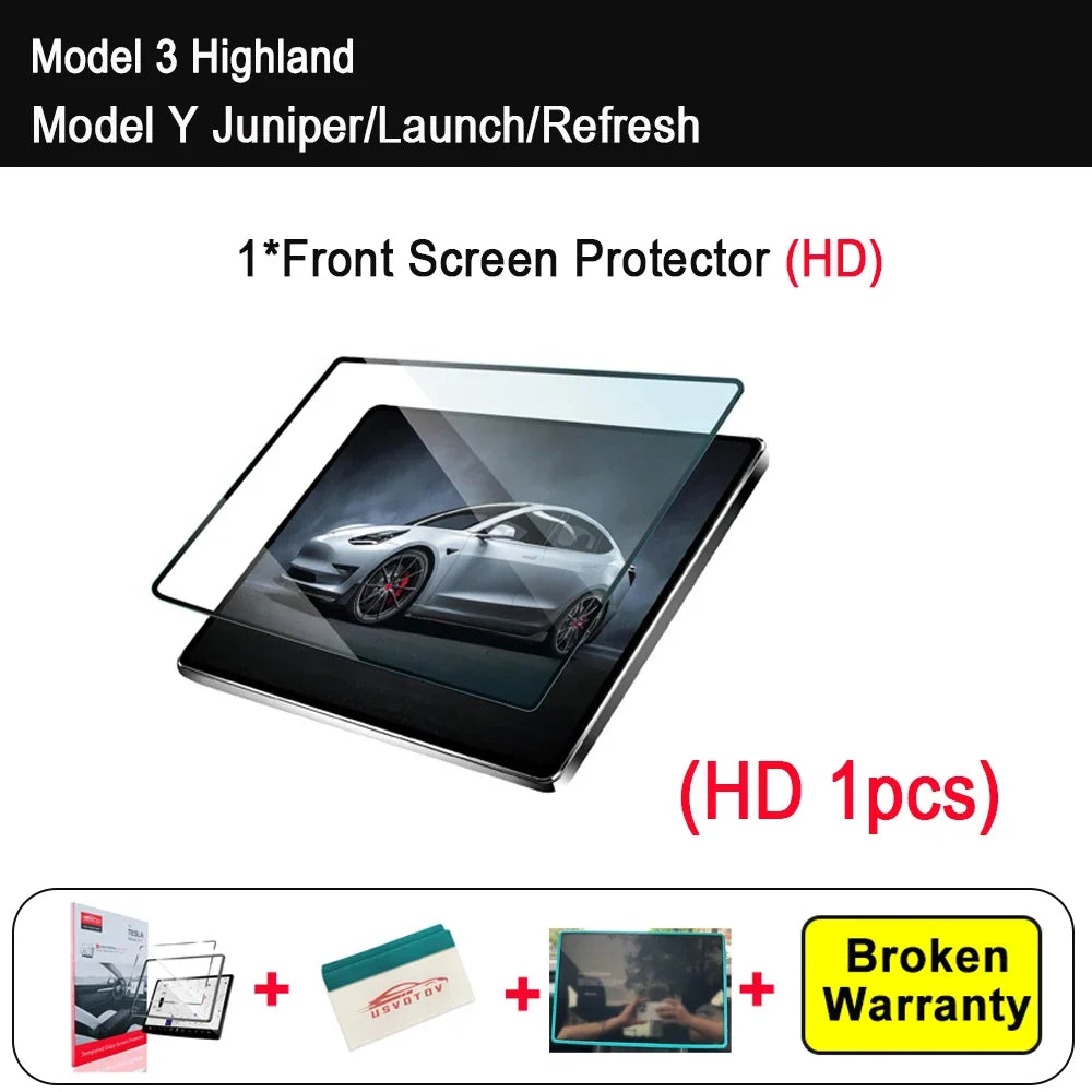 Tempered Glass Screen Protector for Tesla Model 3 Y Highland Juniper 2024-2025 | HD Ma close-up view