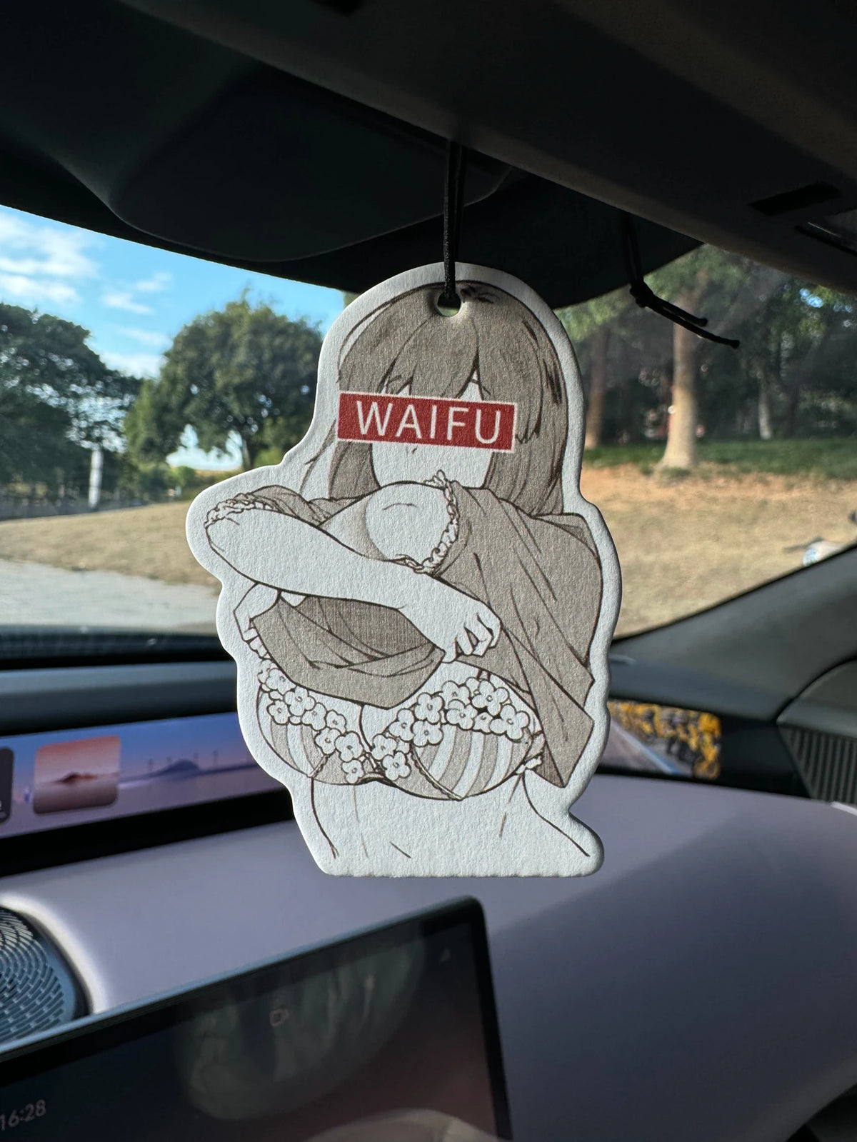 Anime Design Waifu Hilton (Hotel Scent) Car Air Freshener | Rearview Mirror Hanger & alternate view