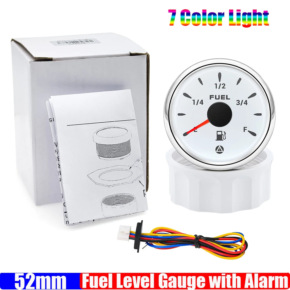 2" 52mm Fuel Level Gauge with Flashing Alarm | 7 Color Backlight for Car Boat alternate view