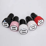 New Bling USB Car Charger 5V 2.1A Dual Port Fast Adapter Pink Car Decor Car Styling D lifestyle view