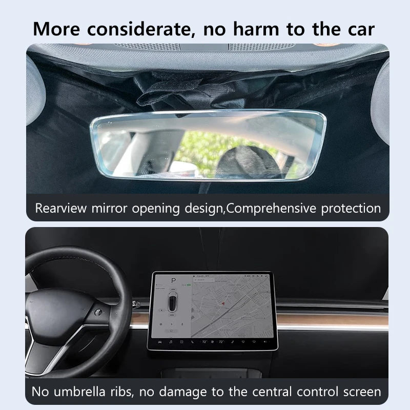 NovaAcc Windshield Sunshade for Tesla Model 3 Highland Model Y 2016-2024 | Sun Shie additional angle