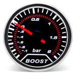2" 52mm Universal 12V LED Smoke Lens Turbo Boost Gauge Meter | -1~0~2 BAR with White alternate view