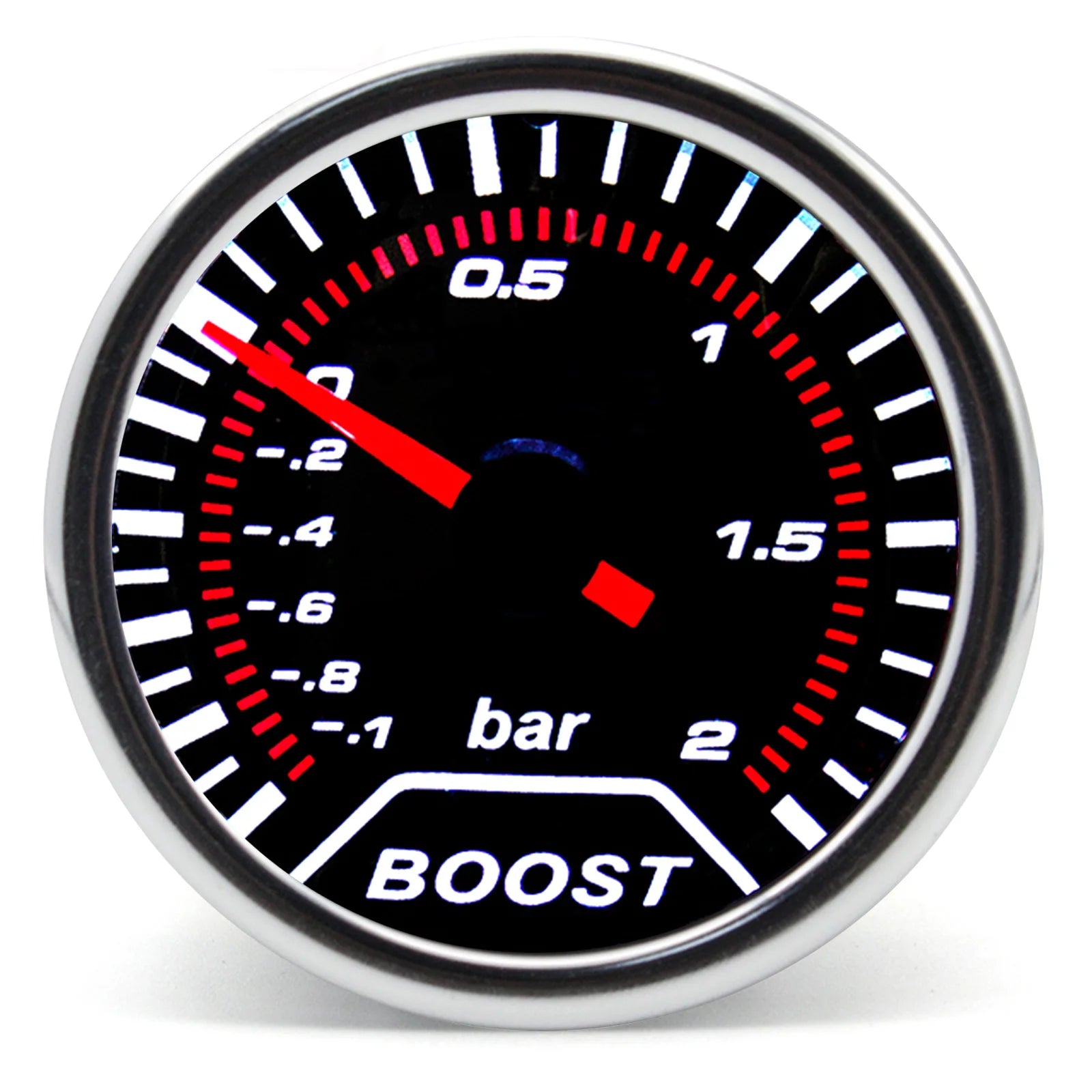 2" 52mm Universal 12V LED Smoke Lens Turbo Boost Gauge Meter | -1~0~2 BAR with White alternate view