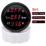 3 In 1 Digital Gauge Water Temperature Bar Oil Pressure Gauge With Alarm Voltmeter | R close-up view