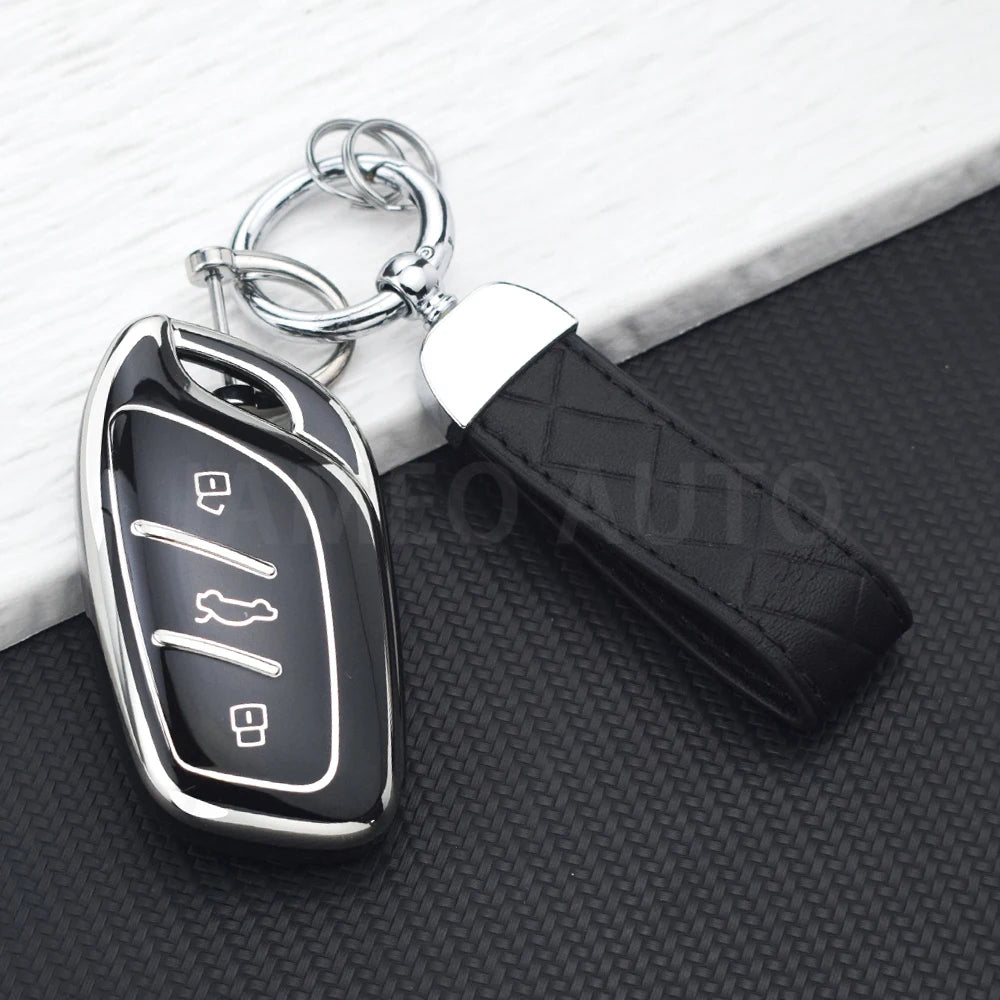 Soft TPU Car Key Case Cover Fob For MG ZS EV MG4 HS EHS MG5 MG6 MG3 MG7 GT ZX For Roew close-up view