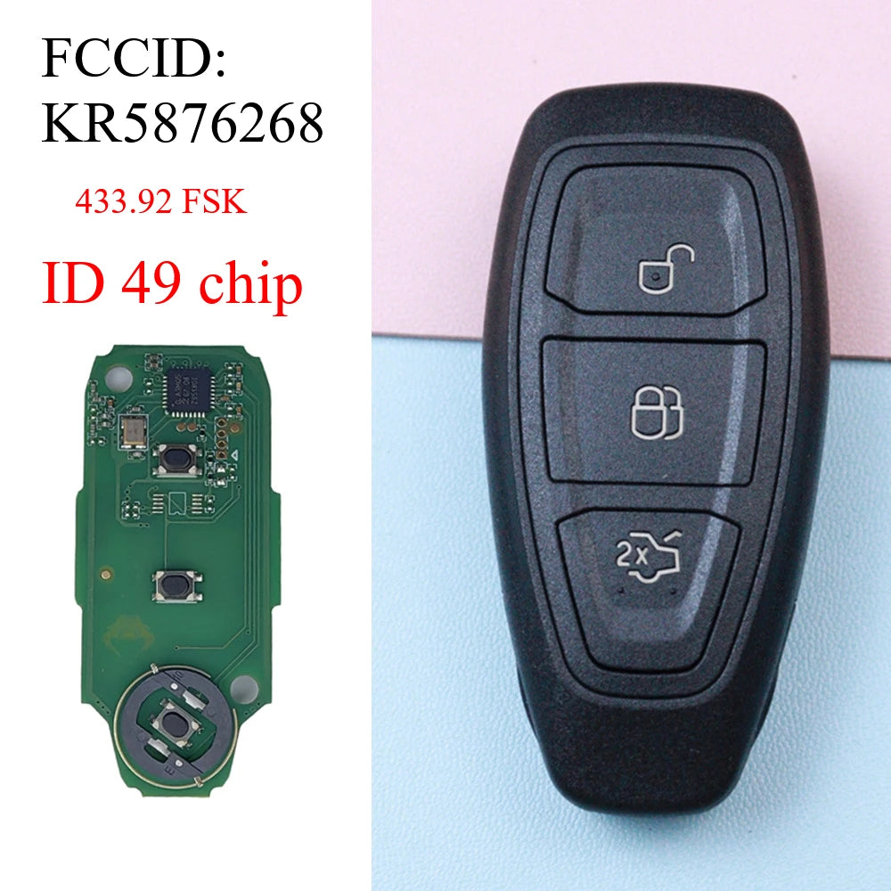 2 3 Buttons 4D83 ID49Chip 433.92MHZ Fsk Car Remote Key Shell Case for Ford Focus C-Ma alternate view