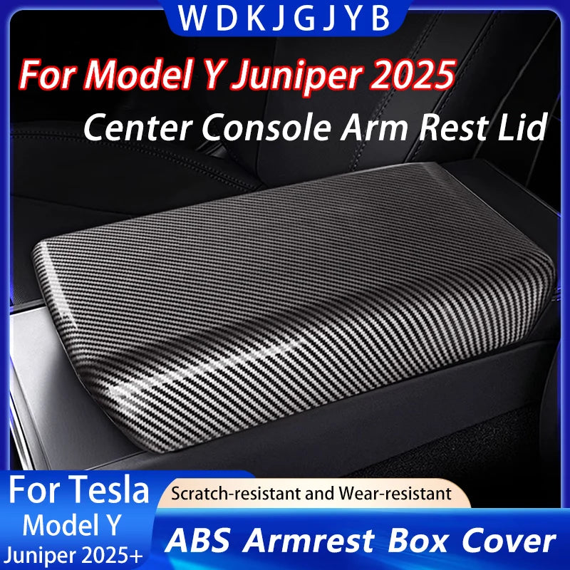 Car Center Console Armrest Pad For Tesla Model Y Juniper 2025+ ABS Hard Shell Cover Auto Central Armrest Box Cover Accessories