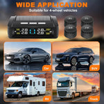 Tire Pressure Monitoring System, Universal Wireless TPMS with Solar And USB Charging, 5 Alarm Modes, Real-Time Monitoring of Pressure And Temperature, Auto And Color Display Screens, Suitable for 4-Wheeled Vehicles