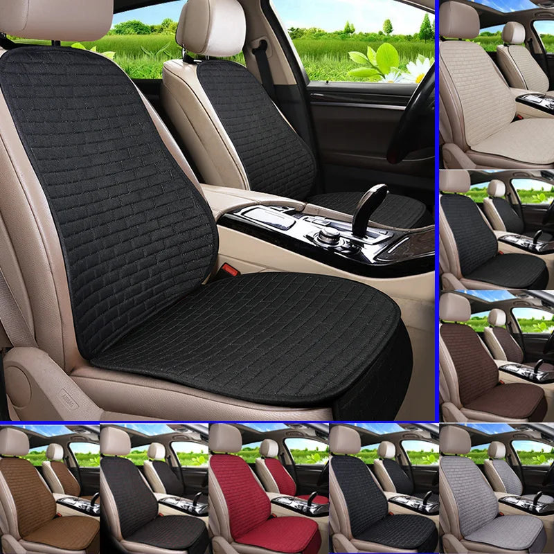 Flax Car Seat Cushion Pad Thick Fiber Filled Seat Cover close-up view