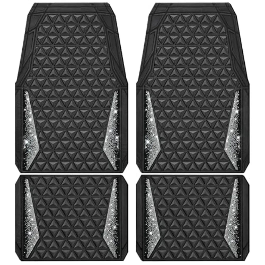 Dazzle Glitter Car Floor Mats | 3D Rhombus, Anti-Slip, Waterproof, Universal Trim Fit