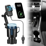 Cup Holder Phone Charger 15W Fast Charging Auto Clamping | Wireless Car Mount with Adjustable Base
