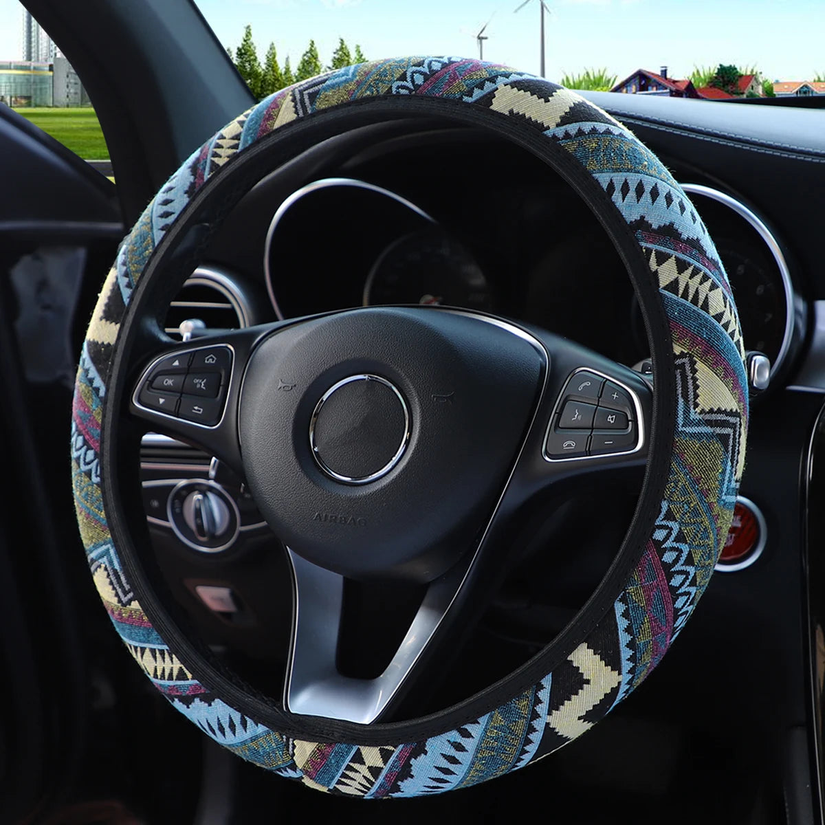 Linen Steering Wheel Cover Fits 14.5-15 Inches alternate view