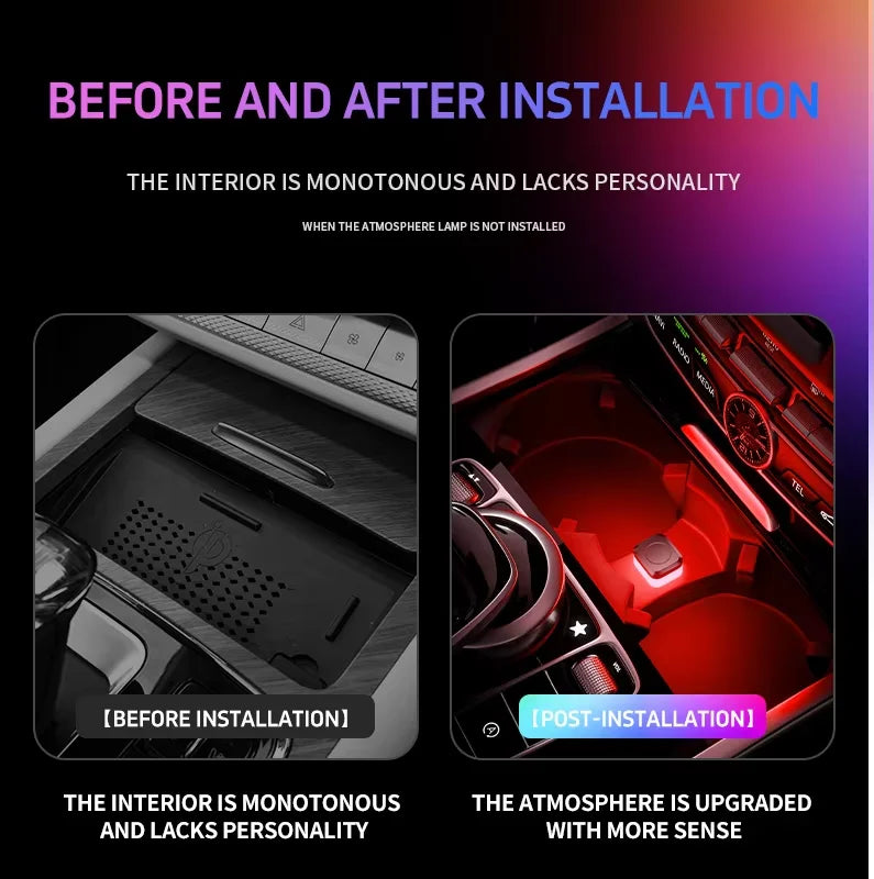 1/2X Car USB Mini LED Interior Atmosphere Light Plug Play Universal Auto LED Lighti additional angle