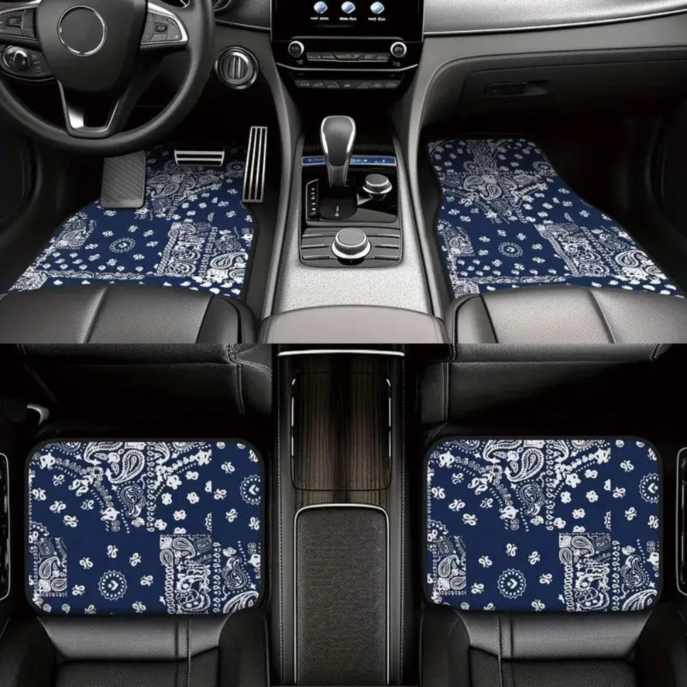 4Pcs Bohemian Car Floor Mats Anti-slip Heavy Duty Persian Carpet Dirty Resistant Car Decoration Car Floor Protector Rugs
