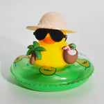 New! Car Dashboard Ornaments Summer Little Yellow Duck Coconut Skateboard Hat Rubber Squeeze Duck Cute Car Decoration