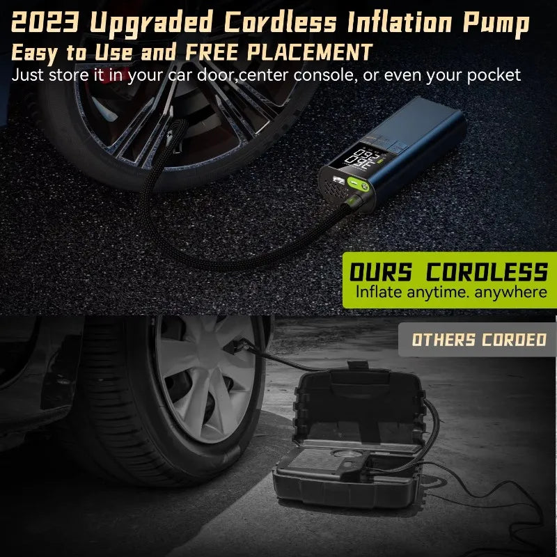 Intelligent Tire Inflator Pump 8000mAh | Portable Air Compressor for Car Motorcycle additional angle