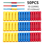 50pcs Assorted Insulated Crimp Terminals Electrical Wire Cable Butt Connectors Crimping Terminal BV1
