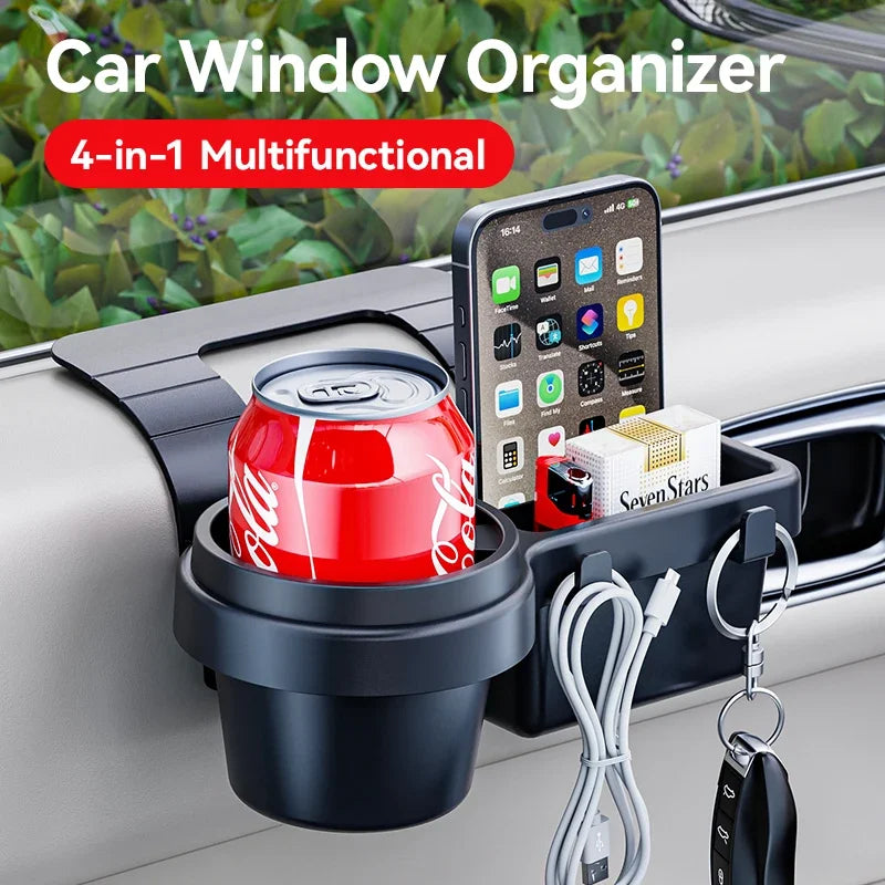 Car Organizer Box with Cup Holder and Phone Slot detail view
