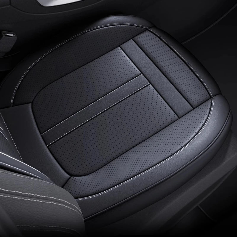 1PCS Nappa Leather Car Seat Cover Anti-Slip and Full Wrap Driver Car Seat Protector Mat Front Bottom
