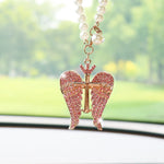 Creative Cute Diamond-Studded Crown Angel Car Pendant Exquisite Angel Wings Car Rearview Mirror Pendant Car Hanging Decoration