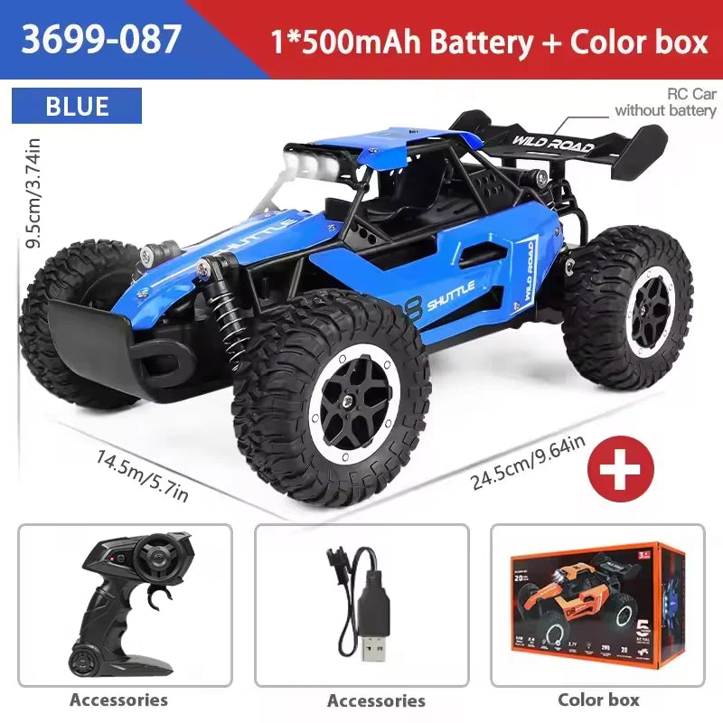 1:16 Scale Remote Control Monster Truck High Speeds 20KMH Off-Road RC Car with LED Li alternate view