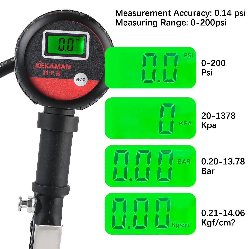 Auto Tire Pressure Gauge LCD Digital Tester for Car Truck Motorcycle additional angle