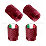 4Pcs Aluminum Motorcycle Car Tire Valve Caps with Germany France Italy Flag Emblems | close-up view