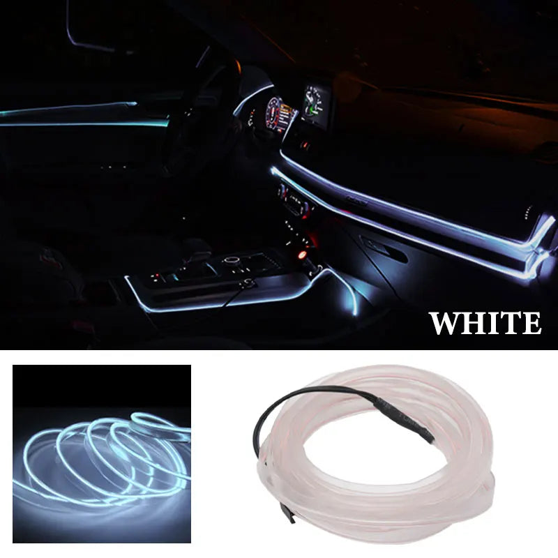 1M/2M/3M/5M Car Interior Led Decorative Lamp EL Wiring Neon Strip For Auto DIY Flexibl close-up view