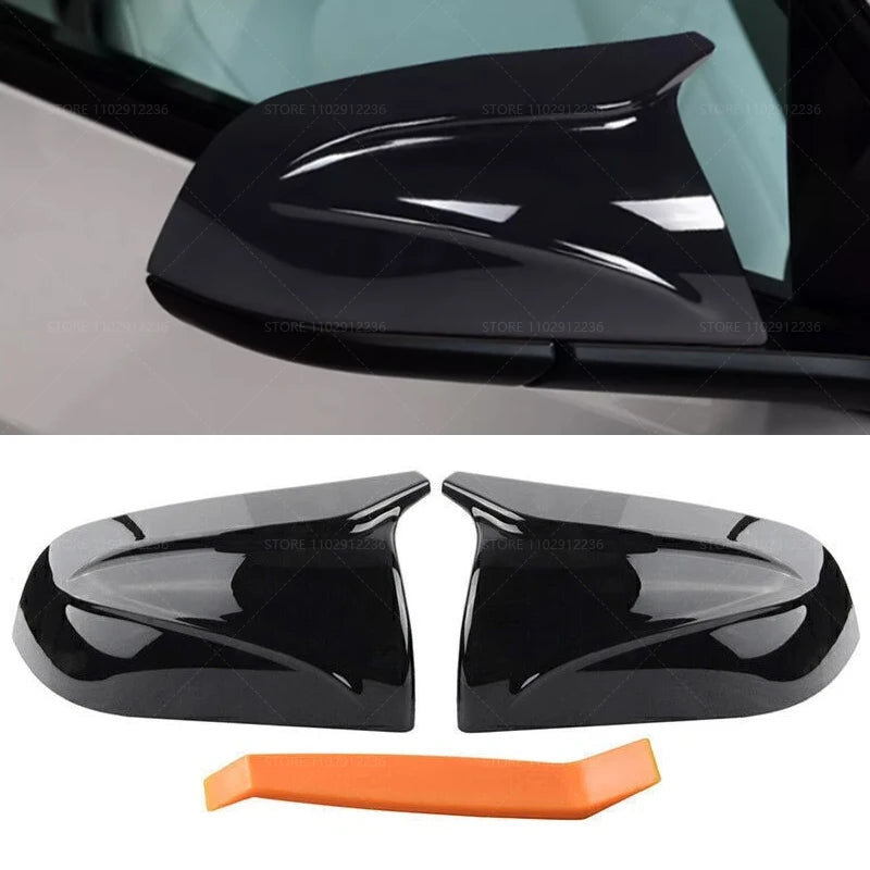 for 2017-2021 Tesla Model 3 Horn Style Horn Rear View Side Mirror Cover Case Glossy Black / Carbon Fiber