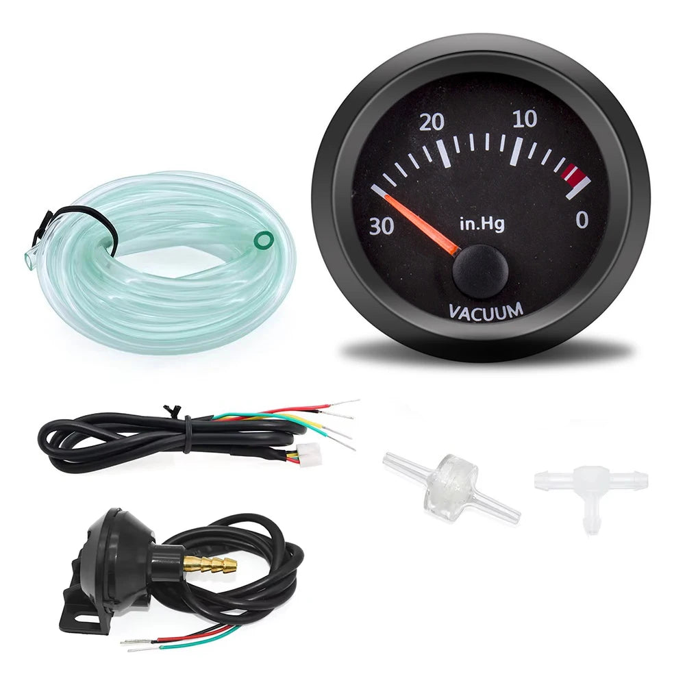 12V 52mm Car Gauge Set | Water Temp Oil Temp Voltmeter Oil Press Vacuum Boost Air Fuel close-up view