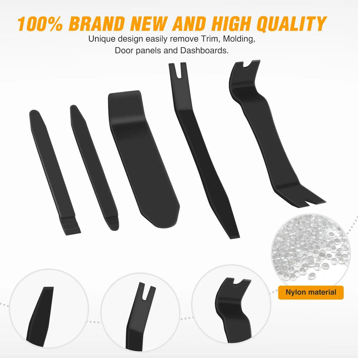 Nilight 6PCS Auto Trim Removal Tool Kit No-Scratch | Removal Tool Kit for Car Audio Dash Panel Window Molding Fastener Remover Tool Kit-Black