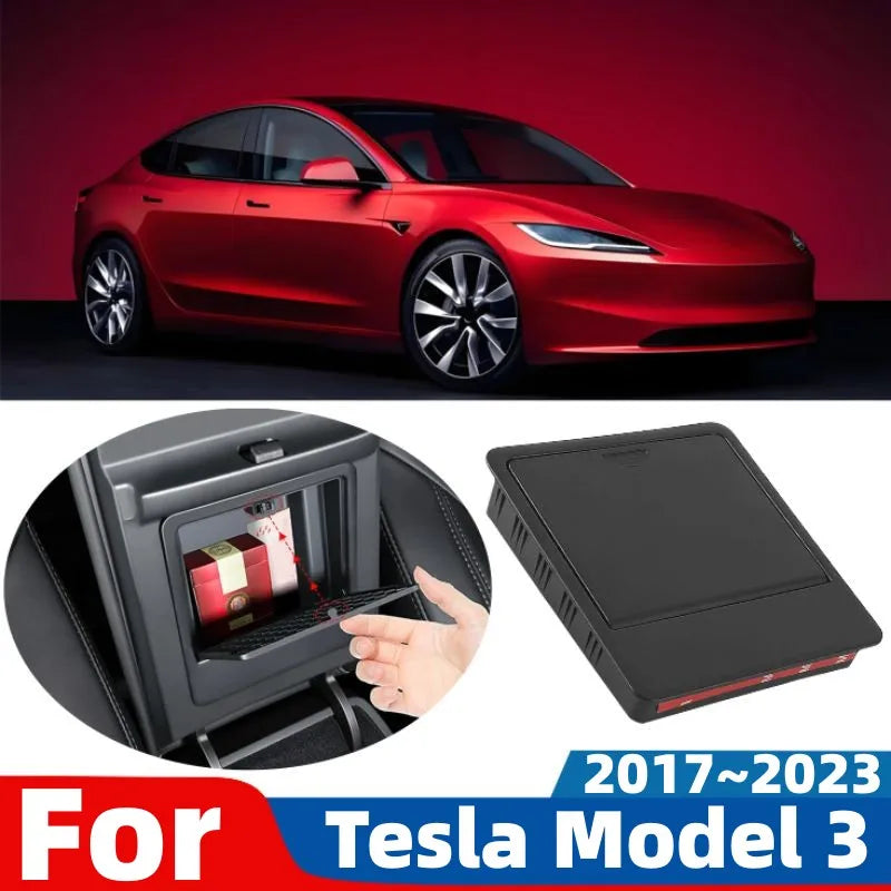 For Tesla Model 3 Y 2017~2026 Car Hidden Storage Box Model 3 Highland Y Juniper Center Console Armrest Organizer Box Accessories