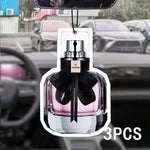 Pink perfume bottle bow car incense car perfume perfume stick fragrance pendant out of the wind mouth bag