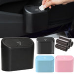 Black Square ABS Hanging Car Trash Can with Lid