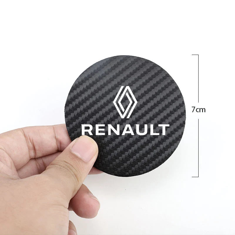 2Pcs Car Coasters Water Cup Mats Waterproof Slot Pads for Renault | PU Leather & Carb alternate view